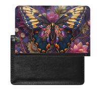 BHTGTRFDTD Reisepasshülle Etui Schmetterling Auf Violetten Blumen Pu Leder Reisepasshülle Mit Kartenschlitz