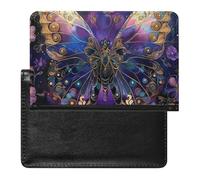 BHTGTRFDTD Reisepasshülle Etui Schmetterling Auf Violetten Blumen Pu Leder Reisepasshülle Mit Kartenschlitz