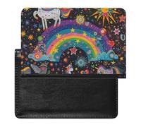 BHTGTRFDTD Reisepasshülle Etui Süßes Einhorn Mit Bunten Sternen Und Wolkenmuster Pu Leder Reisepasshülle Mit Kartenschlitz