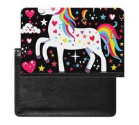 BHTGTRFDTD Reisepasshülle Etui Süßes Einhorn Mit Bunten Sternen Und Wolkenmuster Pu Leder Reisepasshülle Mit Kartenschlitz