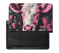 BHTGTRFDTD Reisepasshülle Etui Tier Kuh Erdbeeren Pu Leder Reisepasshülle Mit Kartenschlitz