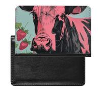 BHTGTRFDTD Reisepasshülle Etui Tier Kuh Erdbeeren Pu Leder Reisepasshülle Mit Kartenschlitz