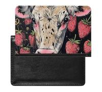 BHTGTRFDTD Reisepasshülle Etui Tier Kuh Erdbeeren Pu Leder Reisepasshülle Mit Kartenschlitz