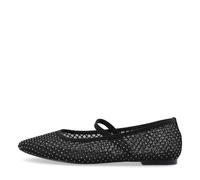bianco - Elegante Mesh-Ballerinas mit Schmucksteinen schwarz - Gr. - 36