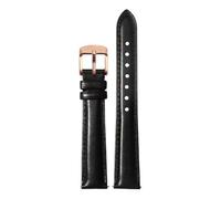 Biannbjx Armband Damen Leder Schnellverschluss Uhrenarmband 12mm 14mm 15mm 16mm 18mm Armband, Schwarz-Roségold, 16mm