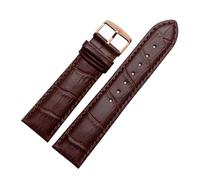 Biannbjx Leder-Uhrenarmband für Herren und Damen, Rindsleder-Uhrenarmband, 14mm, 18mm, 20mm, 22mm, Braun-Roségold, 18mm