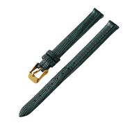 Biannbjx Schlankes Uhrenarmband aus Leder mit Eidechsenprägung für Damen-Uhrenarmband, 8mm, 10mm, 12mm, 14mm, 16mm, Grüngold, 12mm