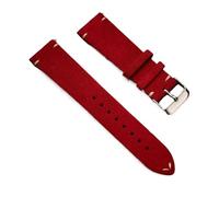 Biannbjx Wildleder-Uhrenarmband, 16mm, 18mm, 20mm, 22mm, Schnellverschluss, handgefertigtes Vintage-Uhrenarmband, Rot, 20mm