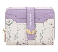BIAOTIE Geldbörse für Damen, niedliches Blumenmuster, RFID-Kreditkartenhalter, Geldbörse, klein, doppelter Reißverschluss, Münzfach, Geldbörse mit Ausweisfenstern, Lavendel Fl