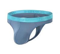 BIATWOWR Bamboo Ultra Soft Herren Thongs Unterhosen for Men Low Rise Unterwäsche Herren String Tanga Blue Comfortable T-Back XL…