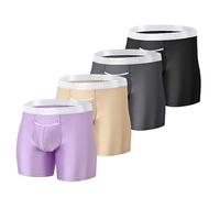 BIATWOWR Breathable Briefs Boxers Tagless Underwear Mens Horizontal Fly Men Ultra Breathable Enhancing Pouch Purple