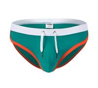 BIATWOWR Sexy Low Rise Swim Brief with Adjustable Drawstring and Bulge Pouch Green-XL
