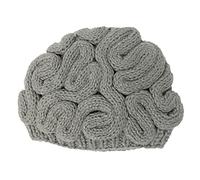 BIBITIME Unisex Handmade Knitted Brain Beanie Cap Halloween Hat (Made to fit Average Adult, Light Grey)