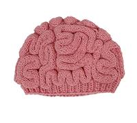 BIBITIME Unisex Handmade Knitted Brain Beanie Cap Halloween Hat (Made to fit Average Adult, Pink)