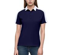 BIBOKAOKE Damen Poloshirt Kurzarm Farbblock Lässig Sommer Polokragen Shirt mit Knöpfen Bequeme Sportbluse Leichte Freizeit Tops mit Kurzarm Elegantes T-Shirt mit Kragen