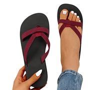 BIBOKAOKE Flip Flop Damen Pantoletten Zehentrenner Sandalen Bequem Strandsandalen Keilabsatz Sandaletten Badeschuhe Open Toe Sommerschuhe Slip Ons Schlappen Plateau Sandalen Römersandalen