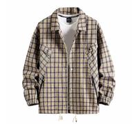 BIBOKAOKE Hemd Kariert Herren Oversize Langarm Freizeithemd Mit Knopfleiste Vintage Männer Karohemd Reverskragen Trachtenhemd Holzfällerjacke Mit Taschen Regular Fit Shirt