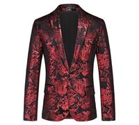 BIBOKAOKE Herren Pailletten Sakko Glitzer Blazer Slim Fit Hochzeit Mantel Langarm Mantel Anzug Herrenjacke Performance-Kostüm Für Hochzeit Und Party Formelle Kleidung