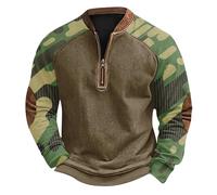 BIBOKAOKE Herren Pullover Tactical Sweatshirt Mit 1/4 Reißverschluss Militär Sweatjacke Ohne Kapuze Winter Langarmshirts Slim Fit Camouflage Jacke Freizeit Sport Sweater