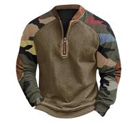 BIBOKAOKE Herren Pullover Tactical Sweatshirt Mit 1/4 Reißverschluss Militär Sweatjacke Ohne Kapuze Winter Langarmshirts Slim Fit Camouflage Jacke Freizeit Sport Sweater