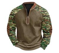 BIBOKAOKE Herren Pullover Tactical Sweatshirt Mit 1/4 Reißverschluss Militär Sweatjacke Ohne Kapuze Slim Fit Camouflage Jacke Winter Langarmshirts Freizeit Sport Sweater