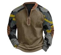 BIBOKAOKE Herren Pullover Tactical Sweatshirt Mit 1/4 Reißverschluss Militär Sweatjacke Ohne Kapuze Winter Langarmshirts Slim Fit Camouflage Jacke Freizeit Sport Sweater