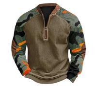BIBOKAOKE Herren Pullover Tactical Sweatshirt Mit 1/4 Reißverschluss Militär Sweatjacke Ohne Kapuze Slim Fit Camouflage Jacke Winter Langarmshirts Freizeit Sport Sweater