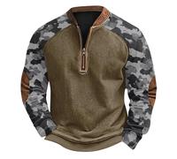 BIBOKAOKE Herren Pullover Tactical Sweatshirt Mit 1/4 Reißverschluss Militär Sweatjacke Ohne Kapuze Slim Fit Camouflage Jacke Winter Langarmshirts Freizeit Sport Sweater