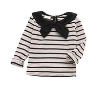 BIBOKAOKE Mädchen Langarmshirt Im Matrosen Stil - Gestreiftes Oberteil Mit Klassischem Kragen Und Schleife | Süßes Shirt Für Freizeit Und Alltag