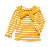 BIBOKAOKE Mädchen Langarmshirt Im Matrosen Stil - Gestreiftes Oberteil Mit Klassischem Kragen Und Schleife | Süßes Shirt Für Freizeit Und Alltag