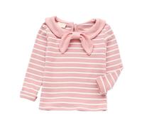 BIBOKAOKE Mädchen Langarmshirt Im Matrosen Stil - Gestreiftes Oberteil Mit Klassischem Kragen Und Schleife | Süßes Shirt Für Freizeit Und Alltag