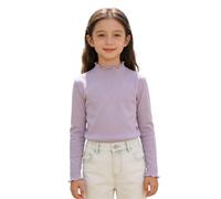 BIBOKAOKE Mädchen Langarmshirt Mit Rüschenkragen - Figurbetontes Gestricktes Oberteil Mit Rippstrick | Elegantes Rollkragenshirt Für Sommer Und Freizeit