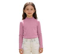 BIBOKAOKE Mädchen Langarmshirt Mit Rüschenkragen - Figurbetontes Gestricktes Oberteil Mit Rippstrick | Elegantes Rollkragenshirt Für Sommer Und Freizeit