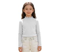 BIBOKAOKE Mädchen Langarmshirt Mit Rüschenkragen - Figurbetontes Gestricktes Oberteil Mit Rippstrick | Elegantes Rollkragenshirt Für Sommer Und Freizeit