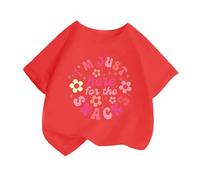 BIBOKAOKE Mädchen Oversized T-Shirt mit Spruch-Print und Blumenmotiv - Locker geschnittenes Oberteil mit Rundhalsausschnitt | Verspieltes Freizeitshirt für Spiel und Ausflug