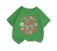 BIBOKAOKE Mädchen Oversized T-Shirt mit Spruch-Print und Blumenmotiv - Locker geschnittenes Oberteil mit Rundhalsausschnitt | Verspieltes Freizeitshirt für Spiel und Ausflug