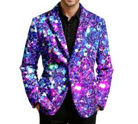 BIBOKAOKE Pailletten Sakko Herren Glitter Anzug Reverskragen Jacket Mantel Silvester Outfit Herrenjacke Cord Blazer Anzugsakko Anzugjacken Disco Elegant Cordjacke Karneval Kostüm