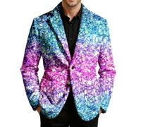 BIBOKAOKE Pailletten Sakko Herren Glitter Anzug Reverskragen Jacket Mantel Silvester Outfit Herrenjacke Cord Blazer Anzugsakko Anzugjacken Disco Elegant Cordjacke Karneval Kostüm