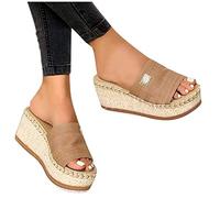 BIBOKAOKE Plateau Sandalen Damen, Damen Sommer Wedge Peep Toe High Heel Plattform Pantoletten Anti-Rutsch-Sandalen Elegant Strandsandalen Keilabsatz Römersandalen Zehentrenner Flip Flops