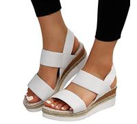 BIBOKAOKE Sandalen Damen Sommer Bequem Espadrilles Fischmaul Strandsandalen Schnalle Riemchensandalen Casual Keilsandalen Plateau Sandalen Elegant Slingback Sandalen Große Größen Römersandalen