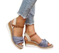 BIBOKAOKE Sandalen Damen Sommer Bequem Espadrilles Fischmaul Strandsandalen Schnalle Riemchensandalen Casual Keilsandalen Plateau Sandalen Elegant Slingback Sandalen Große Größen Römersandalen