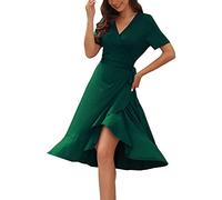 BIBOKAOKE Sommerkleid Damen Leicht Strandkleid Kurzarm Blusenkleid Casual Lose Tunika Kleid Blumendruck Freizeitkleid Mini Kleider Strandkleider Damen Sommer Abendkleider