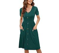 BIBOKAOKE Sommerkleid Damen Schwarz Strandkleid Kurzärmliges Kleid Lässig Locker Tshirt Kleid Blumendruck Freizeitkleid Bequem Blumenkleid Strandkleider Damen GroßE GrößEn Freizeitkleider