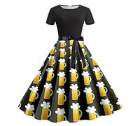 BIBOKAOKE Sommerkleid Damen Schwarz Strandkleid Kurzarm Blusenkleid Lässig Locker Tunika Kleid Bedrucktes Freizeitkleid Mini Kleider Strandkleider Damen Sommer Partykleid