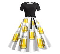 BIBOKAOKE Sommerkleid Damen Schwarz Strandkleid Kurzarm Blusenkleid Lässig Locker Tunika Kleid Bedrucktes Freizeitkleid Mini Kleider Strandkleider Damen Sommer Partykleid
