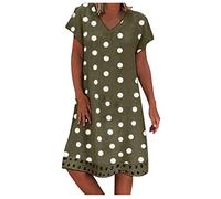 BIBOKAOKE Strandkleid Damen GroßE GrößEn,Sommerkleider Damen Mit äRmel Blusenkleid Bedrucktes Freizeitkleid Kurzärmliges Kleid Lässig Locker Tunika Kleid Bequem Kleider Swingkleid