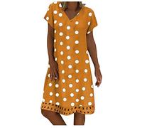 BIBOKAOKE Strandkleid Damen GroßE GrößEn,Sommerkleider Damen Mit äRmel Blusenkleid Bedrucktes Freizeitkleid Kurzärmliges Kleid Lässig Locker Tunika Kleid Bequem Kleider Swingkleid