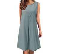 BIBOKAOKE Strandkleid Damen Sommer Kurz,Sommerkleider Damen Midi Blusenkleid Bedrucktes Freizeitkleid Kurzärmliges Kleid Casual Lose Tunika Kleid Mini Kleider Freizeitkleider