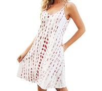 BIBOKAOKE Strandkleid Damen Sommer Tunika,Sommerkleider Damen Leicht Blusenkleid Bedrucktes Freizeitkleid Kurzärmliges Kleid Casual Lose Tunika Kleid Boho Kleider Swingkleid