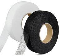 Bicoozz 100 Meter Saumband zum Aufbügeln Weiß/Weiss+Schwarz 50 m/roll Bügelband 25 mm Breit Bügelsaumband Selbstklebende Nahtband zum Reparieren Stoff, Gardinen,Hosen, Kleidung Iron on (100 M-2.5 cm)
